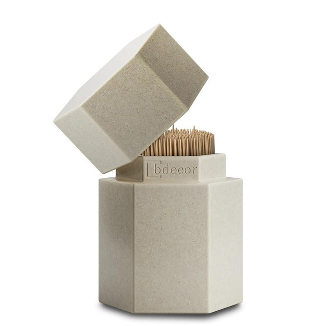 bdecor Toothpick Holder, Toothpick Holder Dispenser with Lid, Beige