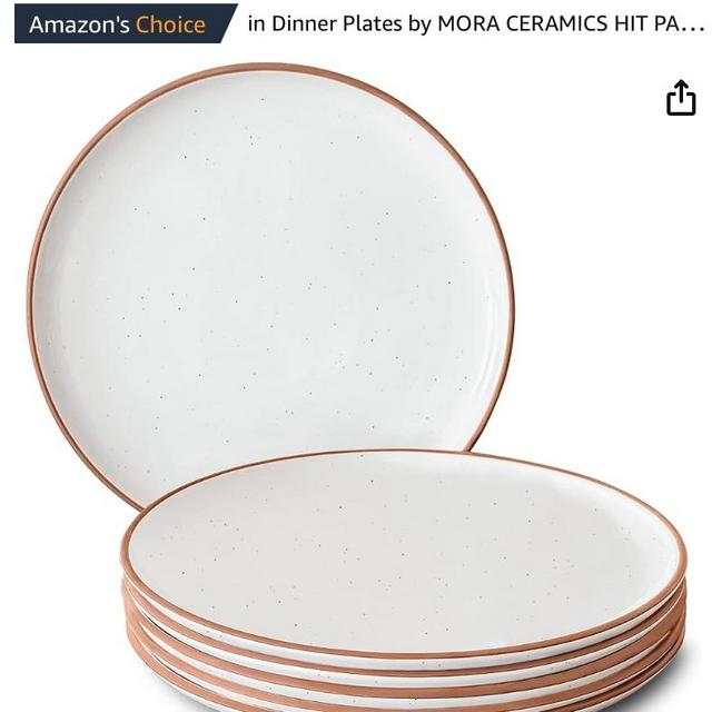 Mora Ceramic Dinner Plates Set of 6, 10 inch Dish Set - Microwave, Oven, and Dishwasher Safe, Scratch Resistant, Modern Rustic Dinnerware- Kitchen Porcelain Serving Dishes - Vanilla White