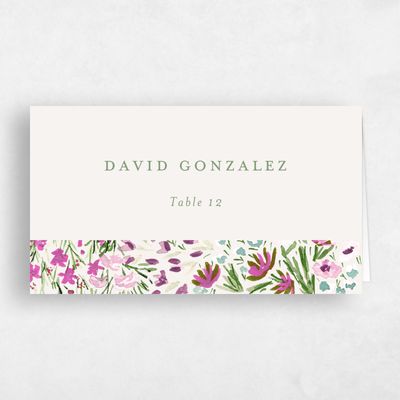 Purple Wedding Place Card - Giverny