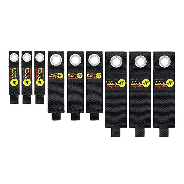 Heavy-Duty Wrap-It Storage Straps - Assorted 9-Pack - Hook and Loop Garage Storage Strap, Extension Cord Holder, Hose, Cable Straps, Rope Organizer, Electrical, Boat, Wall Nylon Hanger, Tool Organizer