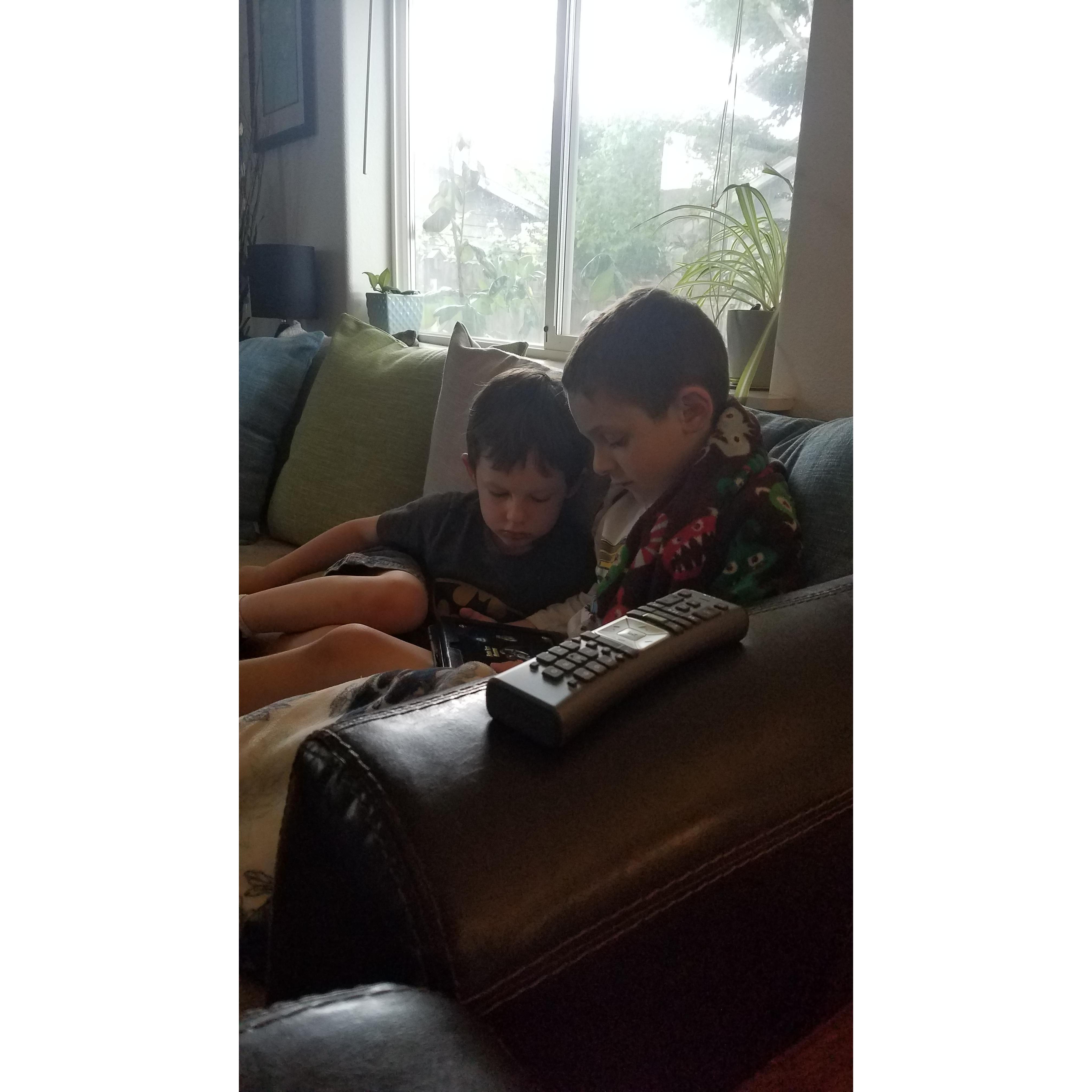 Jax reads Cameron books, and Cameron follows Jax everywhere. They are inseparable when they are together ♥️