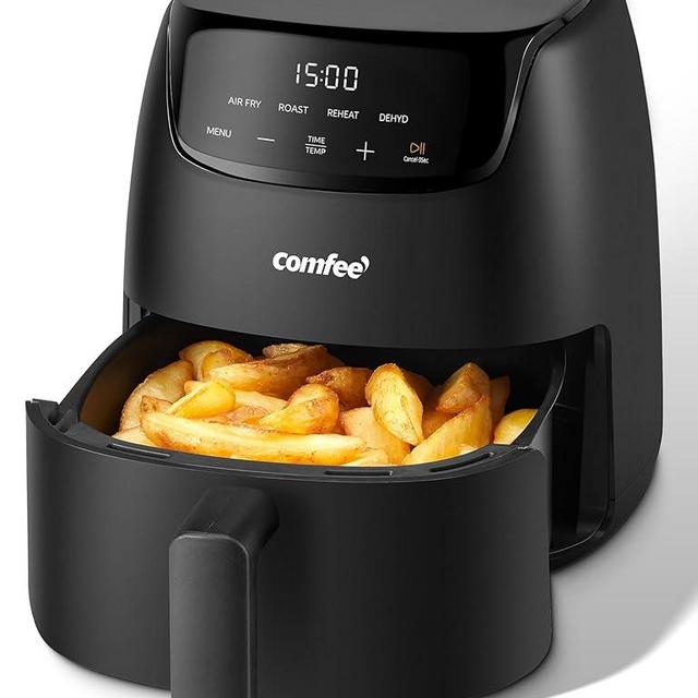 COMFEE' Small 2.1 Quart Digital Air Fryer, Compact Design for 1–2 People, Touch Screen Controls, 360-Degrees Hot Air Circulation, Ceramic Basket, and 4 Cooking Presets
