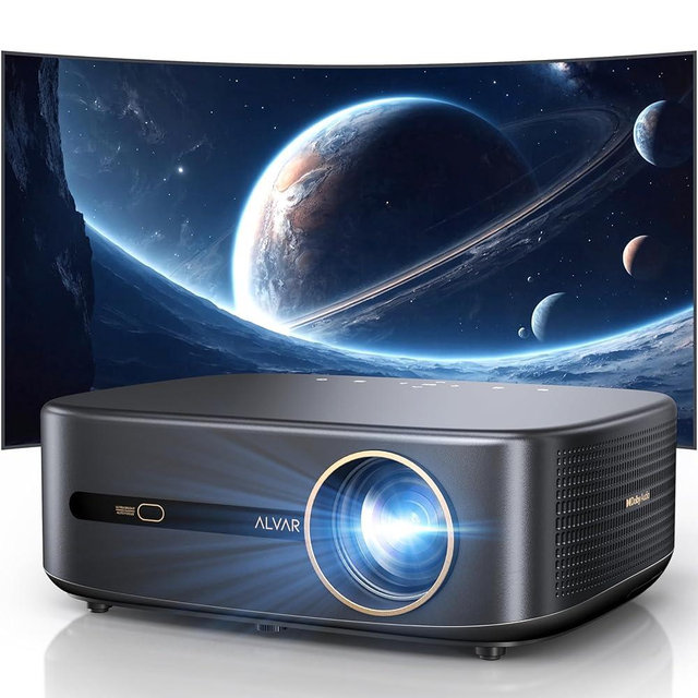 [1200 ANSI & Audio by DBX-TV] Alvar Projector with WiFi 6 and Bluetooth, 30W Speakers, NetfIix Certified & DoIby Audio Outdoor Proyector, Auto Focus Native 1080P Smart Projector, Black