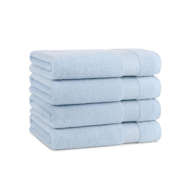 Arkwright Solid Bath Towels, Pack of 4, 100% Cotton 600 GSM Soft Absorbent Bathroom Towels for Hotel, Spa or Vacation Rental, 54 x 27 in, Misty Blue