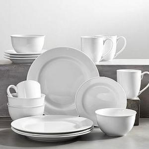 Great White Traditional Dinnerware 16 Piece Set With Cereal (Dinner, Salad, Cereal, Mug)