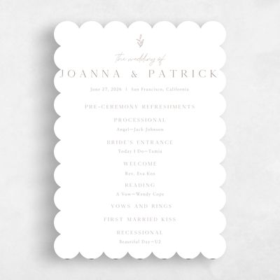 White Scalloped Wedding Program - Sivas