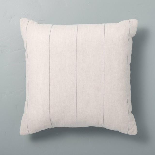 18" x 18" Delicate Stripe Throw Pillow Railroad Gray - Hearth & Hand™ with Magnolia