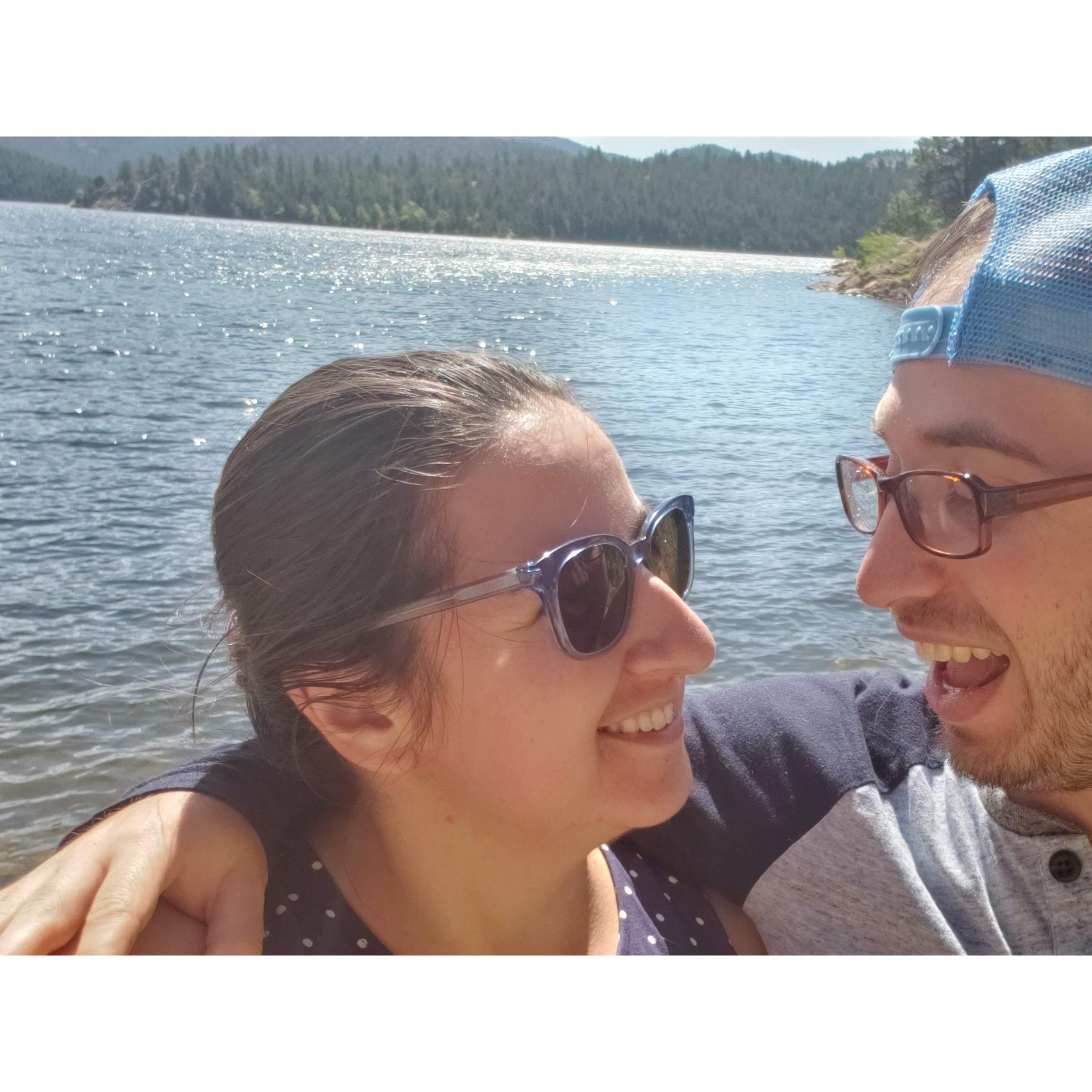 Celebrating Gabe's one-year Boulderversary at Gross Reservoir
