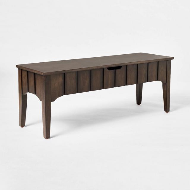 Palma Wood Base Storage Ottoman Dark Brown - Threshold™ designed with Studio McGee