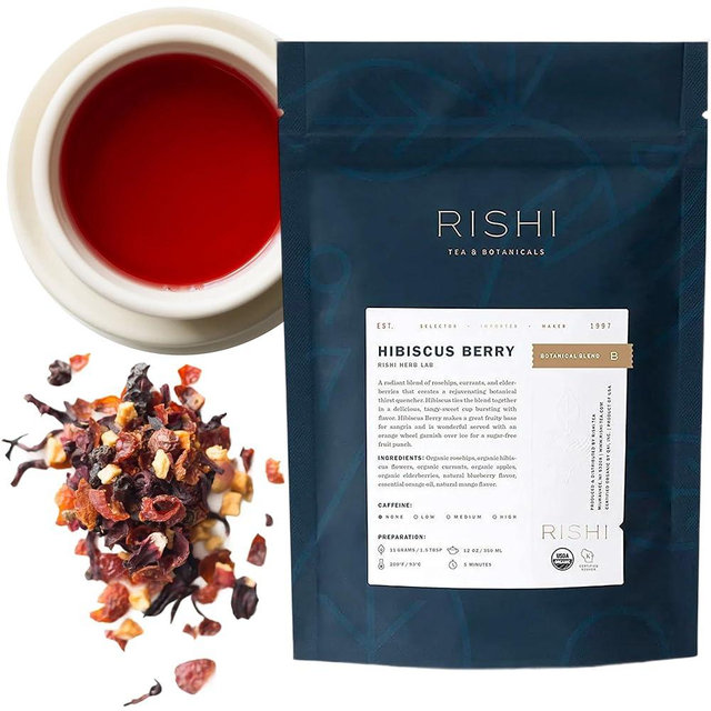 Rishi Tea Hibiscus Berry Herbal Tea - Organic, Caffeine Free Loose Leaf, Antioxidant Rich & Naturally Sweet Botanical Blend, Enjoy Hot or Iced - 4 Ounces, 10+ Servings