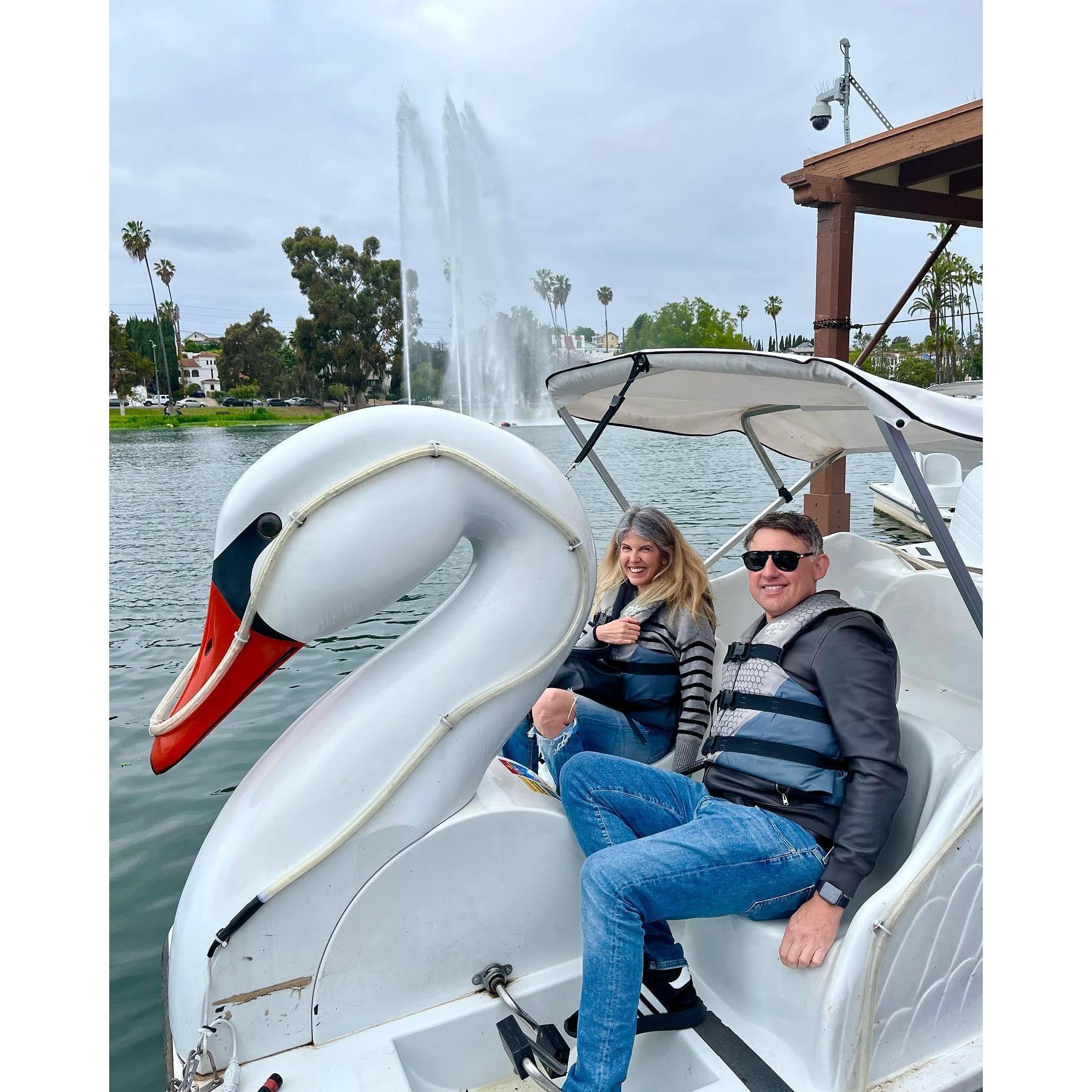 Riding the Swans in Echo Park lake