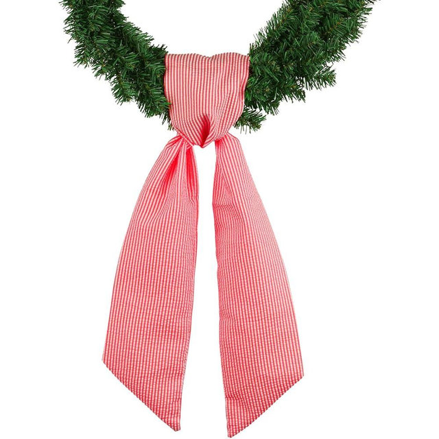 NUVCELKA Red Striped Wreath Sash for Front Door Wreath, 5.12" Wide x 54" Baby Shower Summer Holiday Door Ribbon Decorations Wedding Parties (Red)