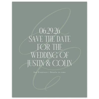 Deep Sage, Green Wedding Digital Save the Date - Ferrara Portrait