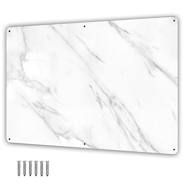 17.5inchX11.5inch Large Stainless Steel Plate for Magnets, 3M Adhesive Back, Mounting Screws, Ideal for Magnetic Shelf, Colorful Magnets as a Gift. Mount Anywhere! (Carrara Marble, 1 Pack)