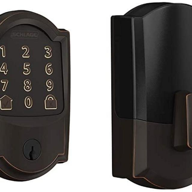 Schlage Encode Smart WiFi Deadbolt with Camelot Trim in Aged Bronze (BE489WB CAM 716)