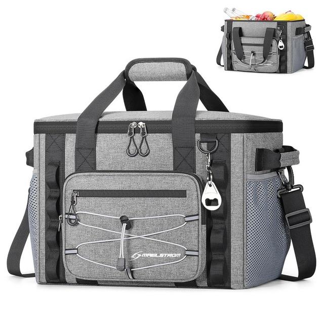 Maelstrom Soft Cooler Bag,Soft Sided Cooler,40 Cans Collapsible Cooler,Insulated Ice Chest,Large Leakproof Camping Cooler,Portable Travel Cooler for Kayaking,Beach,Gray