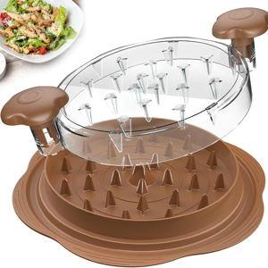 Chicken Shredder Large Chicken Breast Shredder Tool Twist with Brush&Fork, Visible Meat Shredder Machine, Anti-Slip Strip, Ergonomic Handle, BPA Free, Suitable for Pork Beef Chicken(Brown)