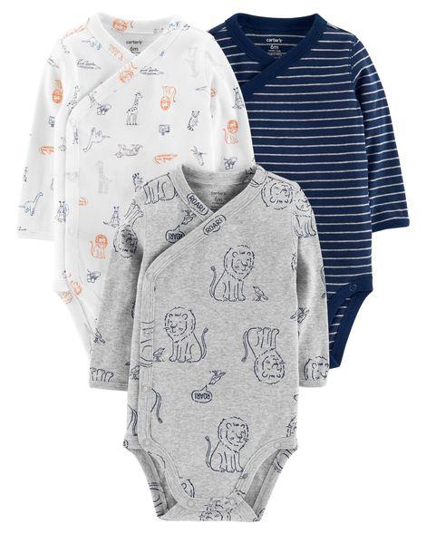 3-Pack Side-Snap Bodysuits - 18M