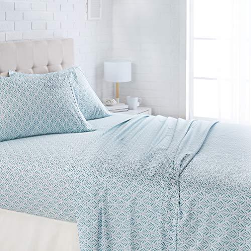 AmazonBasics Lightweight Super Soft Easy Care Microfiber Sheet Set with 16" Deep Pockets - Queen, Aqua Fern