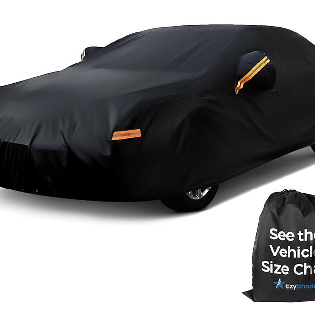 EzyShade 10-Layer Car Cover Waterproof All Weather [See Vehicle Size Chart for Accurate Fit] Outdoor Full Exterior Covers for Automobiles Sedan Hatch. Rain Sun Snow. Black, Size A5 (See SizeChart)