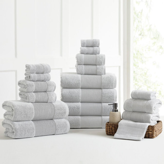 Modern Threads AirCloud 18-Piece Towel Set, Soft Gray