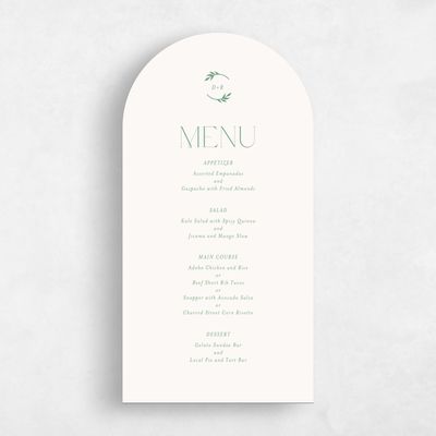 Green Arch Wedding Menu - Orvieto