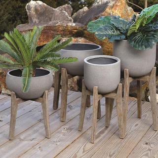 Ficonstone Round 3-Piece Planter Set