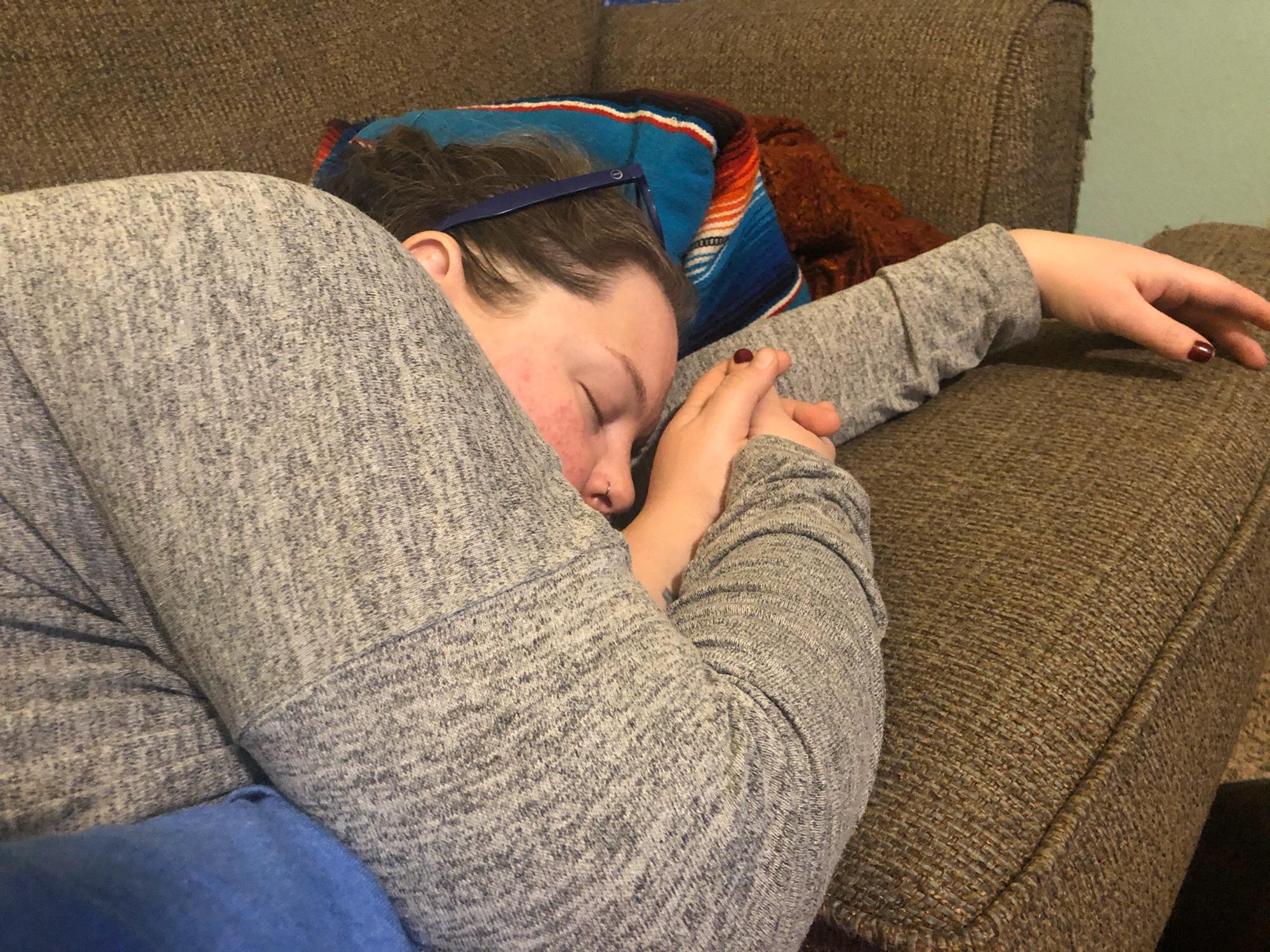 Irene fell asleep holding my hand!