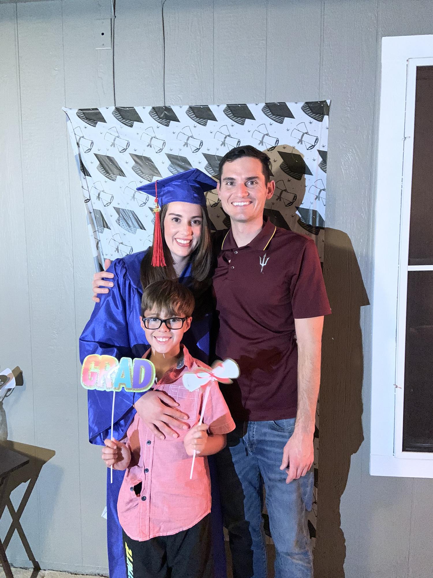 Athea, Kyle & Daniel (Athea’s Brother) on her college graduation night from Mesa Community College