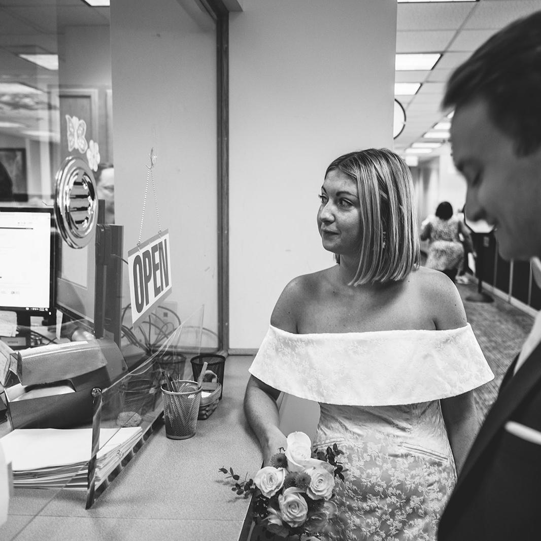 Here we are at the start of our day. We had to pay the 25 dollar fee to get married!