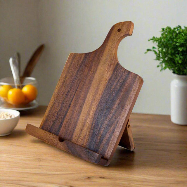 Acacia Wood Cookbook Tablet Holder: Kalmar Home Kitchen Decor
