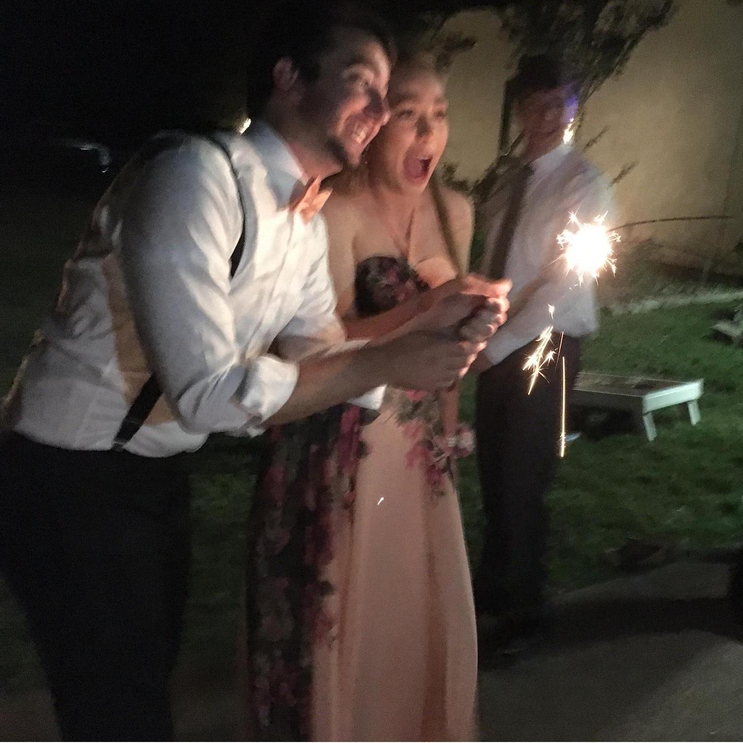 Sparklers at Garrison and Blake's Wedding - May 2017.