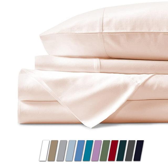 Mayfair Linen 100% Egyptian Cotton Sheets, Ivory King Sheets Set, 600 Thread Count Long Staple Cotton, Sateen Weave for Soft and Silky Feel, Fits Mattress Upto 18'' DEEP Pocket