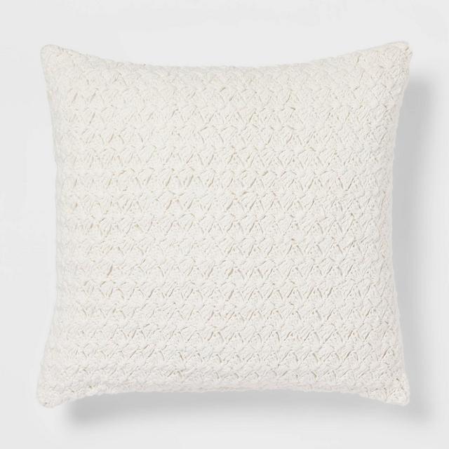 Crochet Square Throw Pillow Cream - Threshold™