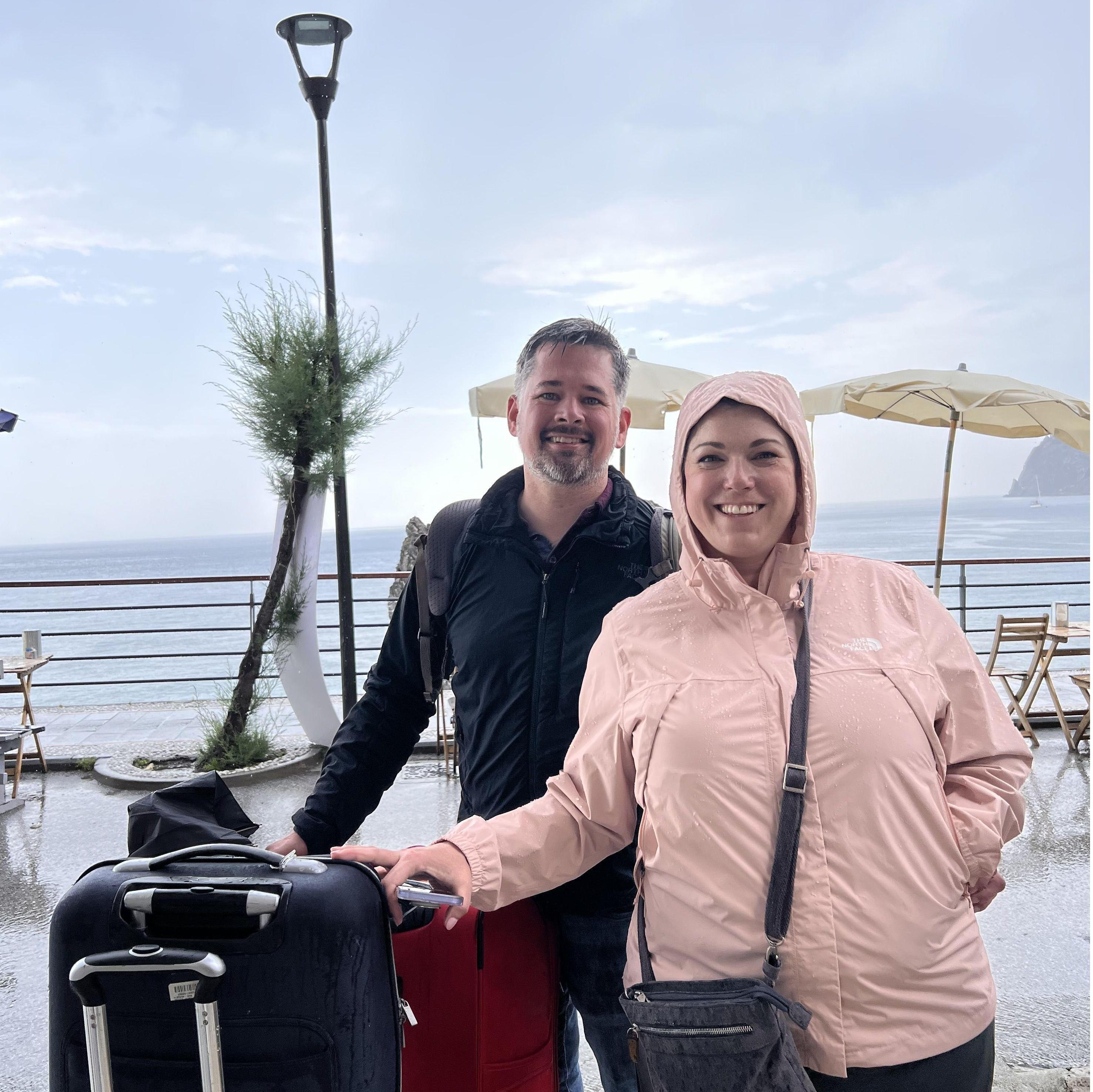 When we arrived in Cinque Terre, it immediately started pouring. We hiked up the side of a cliff (with luggage!) to get to our beautiful seaside hotel.