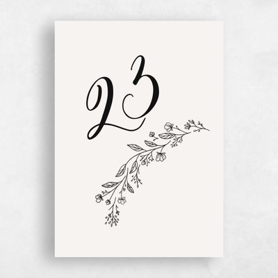 Ebony, Beige Wedding Table Number - Miette