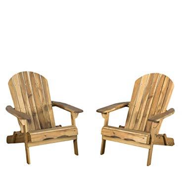 Christopher Knight Home 296698 Milan Brown Outdoor Folding Adirondack Chair (Set of 2), Set of Two, Natural Wood