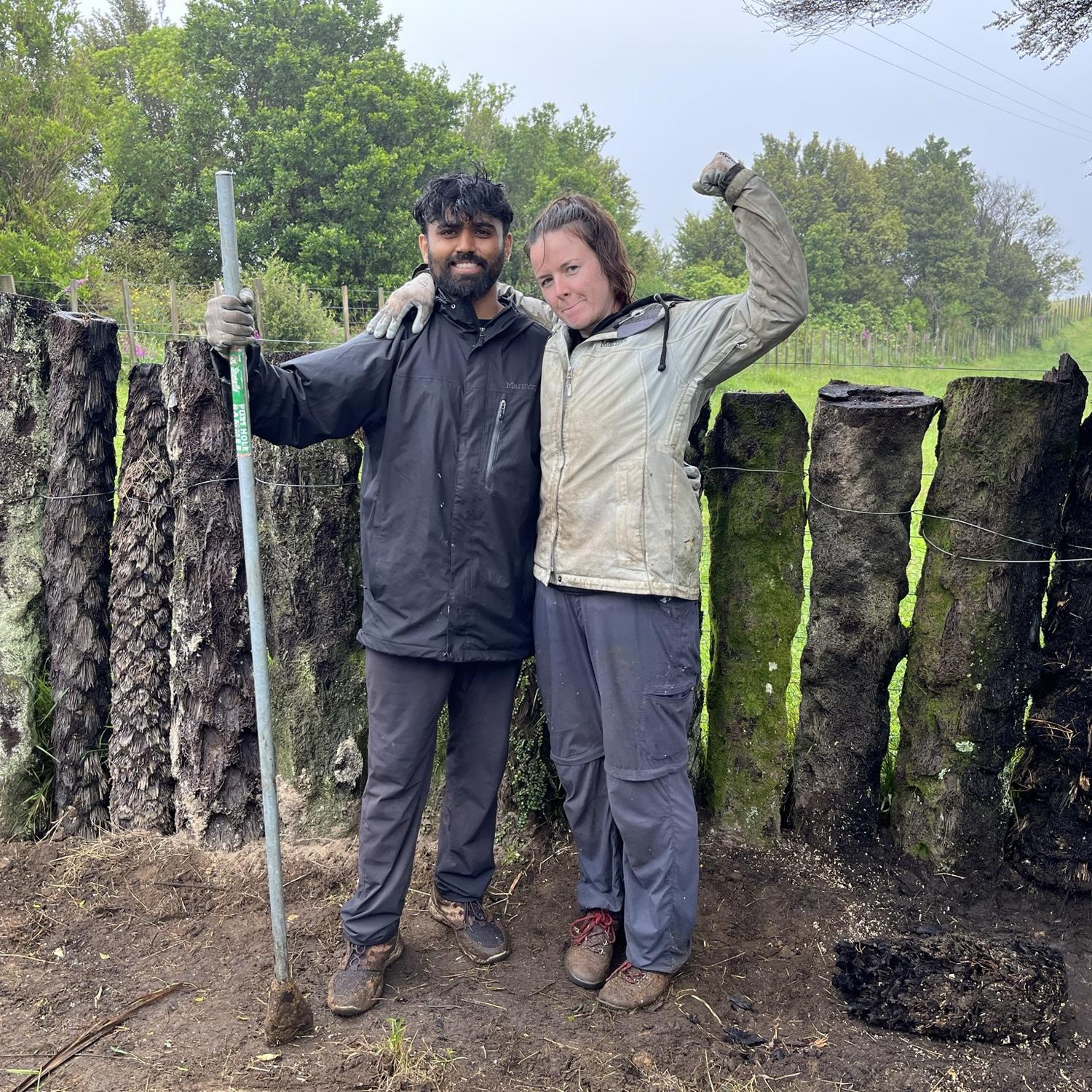 December 2022 - Ōpōtiki, New Zealand - Diggin' trenches and building a natural fence out of Mamaku trees.