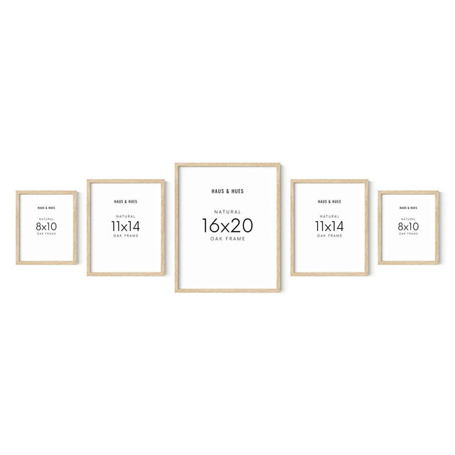 Haus and Hues Picture Frame Set - Set of 5 Wall Frames Collage Set, Collage Photo Frames (Two 8x10, Two 11x14, One 16x20 Framed Beige)