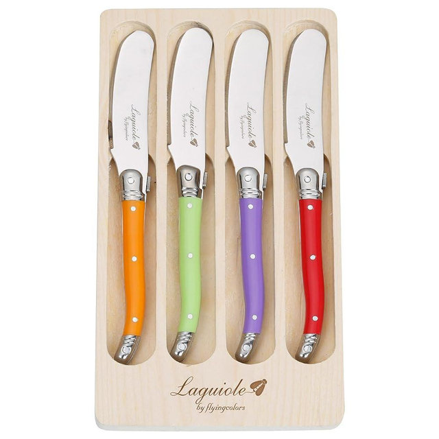 Laguiole by FlyingColors Butter Spreaders Knife Set Cheese Knife Set Stainless Steel 4-Piece (Multicolor)