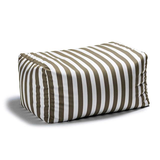 Jaxx Leon Outdoor Bean Bag Ottoman, Taupe Stripes
