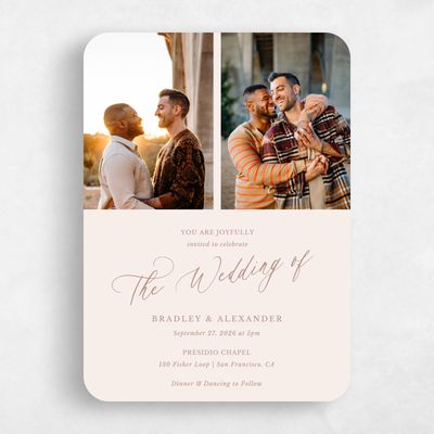 Beige Rounded Wedding Invitation - Andros Multiphoto