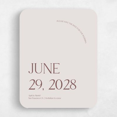 Beige Rounded Wedding Save the Date - Alvito Portrait