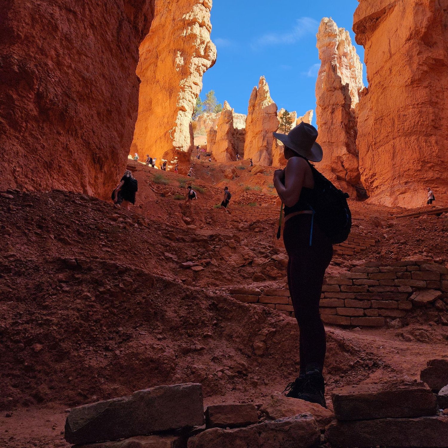 Franceca still hiking the Hoodoos. It took a while.