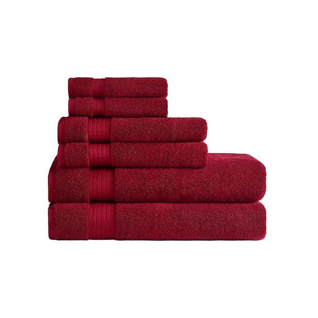 Ozdilek 6-Piece Bath Towel Set, 2 Bath, 2 Hand, 2 Wash, 100% Cotton Turkish Towels, 2 Bath Towels (30x60/550 GSM), 2 Hand Towels (16x30/575 GSM), 2 Washcloths (13x13/600 GSM) (Brick Red)