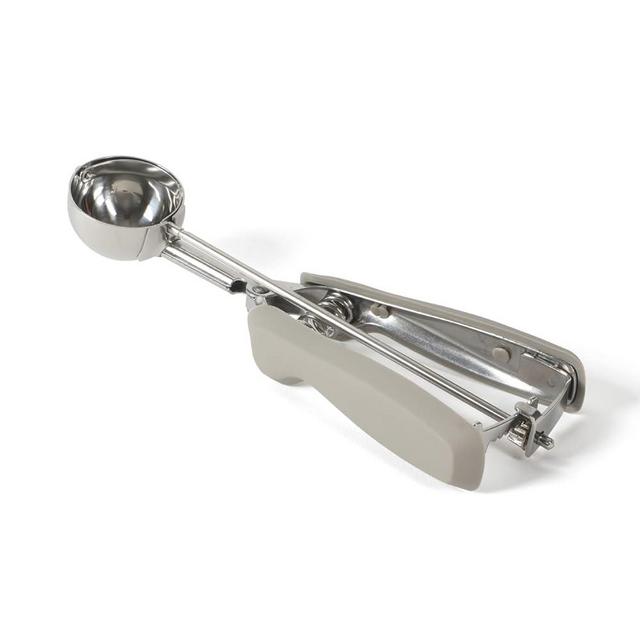 Calphalon Edge Stainless Steel Ice Cream & Cookie Scoop W/Trigger & Thermoplastic Rubber Handle - Taupe
