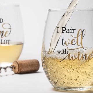 Wine Pun Stemless Wine Glasses, Set of 2