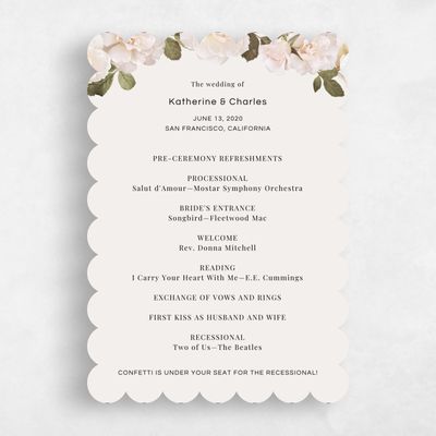 Beige Scalloped Wedding Program - Woads