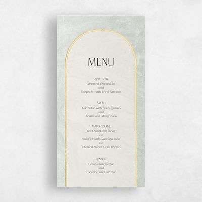 Soft Sage, Green Wedding Menu - Dorado Foil