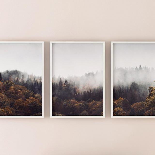 SET OF 3 Forest prints, panoramic forest wall Decor, pine trees triptych, Digital Art Print, Instant Download